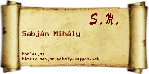 Sabján Mihály névjegykártya
