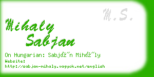 mihaly sabjan business card